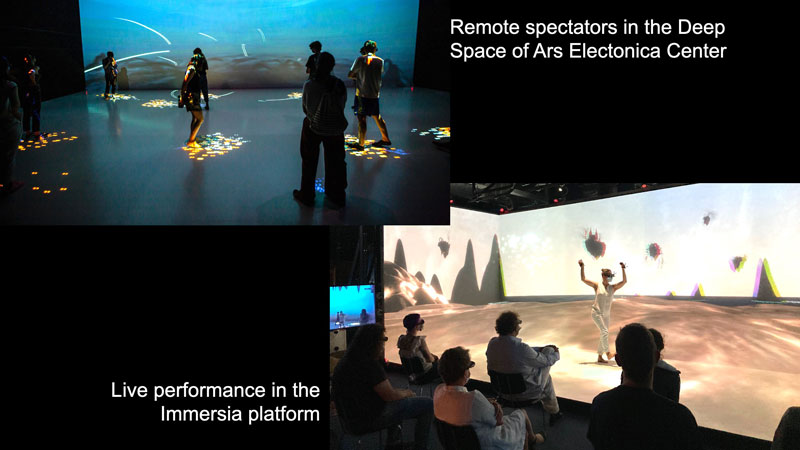 Figure 3: The distant exhibition of “Creative Harmony” between Ars Electronica Center and the Immersia platform.