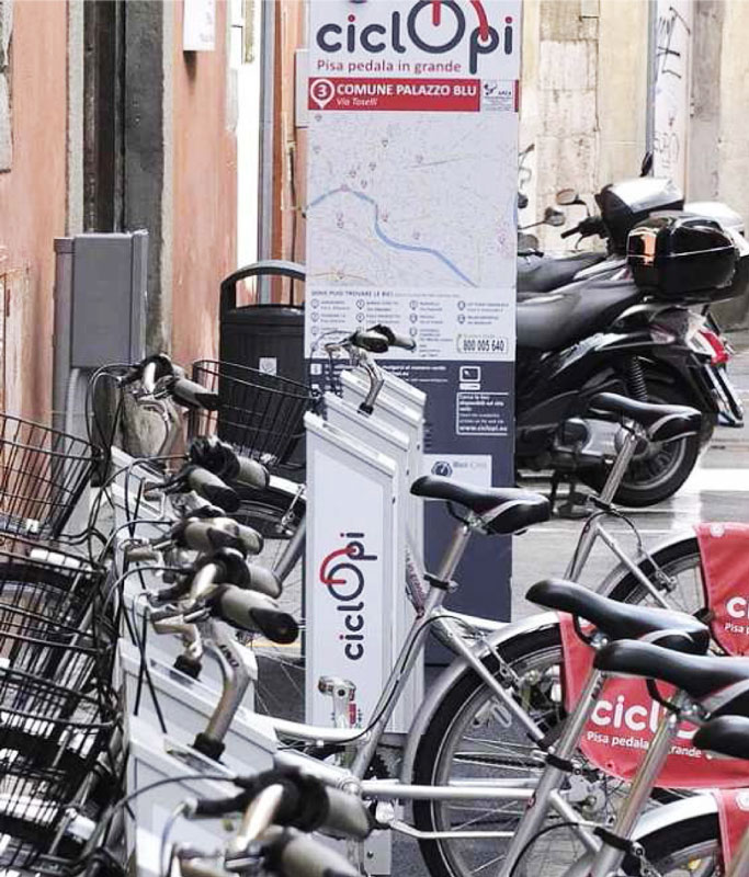 A CicloPi Bike Station in Pisa.