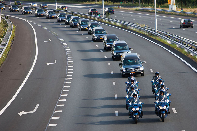 Convoy of hearses with MH-17 victims on the Dutch highway. Source: Ministry of Defence, The Netherlands.