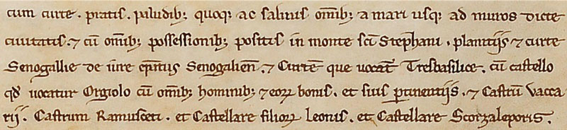 Figure 1: Sample text from the manuscript “Liber septimus regestorum domini Honorii pope III”, in the Vatican Registers.