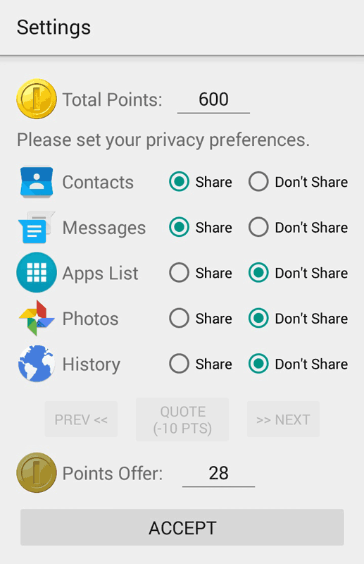 Figure 1: What if we could negotiate our app permissions?