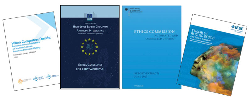 Figure 1: Examples for Ethics Guidelines from various organizations.