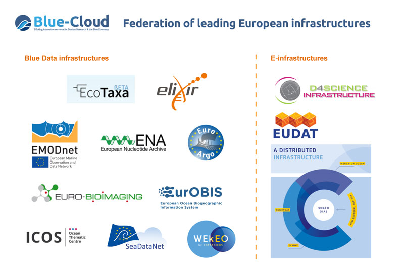 Figure 1: Blue-Cloud Federation of European Infrastructures.