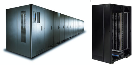 Figure 1: IBM System Storage TS3500 Tape Library, a highly scalable, automated tape library for mainframe and open systems backup and archiving in midrange to enterprise environments with a  capacity of up to 45 PB (with 3:1 compression).