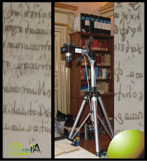 Figure 1: Capturing pages from an ancient book: the AMMIRA DTA Chroma multispectral camera.