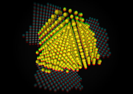 Figure 1: Visualization of the three-dimensional structure of a silver nanoparticle at an atomic level. Sophisticated measurement and reconstruction techniques are applied to images obtained with one of the most powerful electron microscopes in the world.