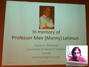 Nazim Madhavji from University of Western Ontario gives a tribute speech in memory of Manny Lehman.
