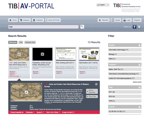 Figure 1: The AV-Portal of the German National Library of Science and Technology