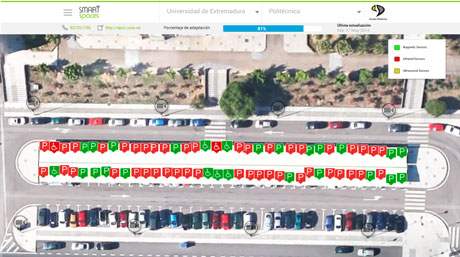 Figure 2: Real-time view of the occupancy status for each parking space in the campus parking lot