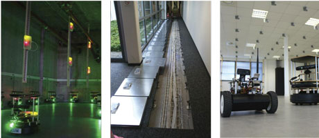 Figure 1: FIT-IoT LAB platform. Left: Strasbourg, centre: Grenoble, right: Lille.