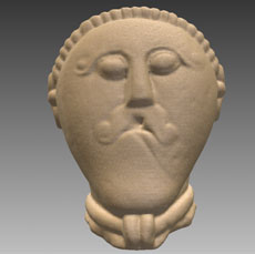 Figure 2: Reconstructed druid head using the linden wood BTF model.