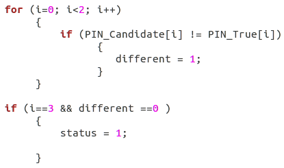 Figure 1: Part of C code where the attack is performed.