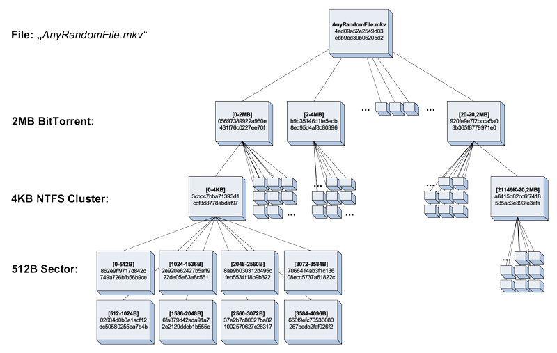 Figure 1: Sub-file hashing as used in peekaTorrent.