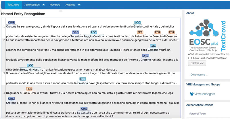 Figure 2: Named entities resolution in TEXTCROWD using DBPedia and BabelNet resources.