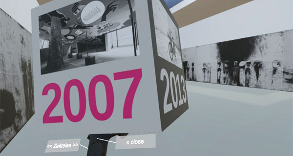 Figure 3: Screenshot showing the time machine object which was created to allow the user to interact with the time dimension.