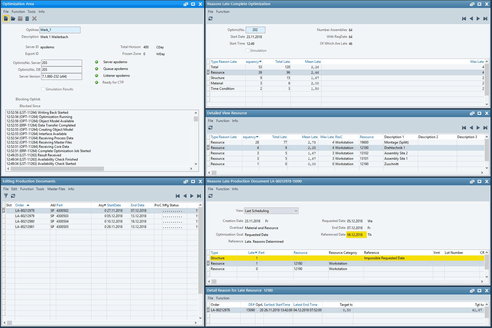 Figure 1: Result of the tardiness-reasoning component for a single work order.