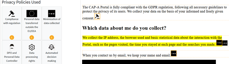 Figure 2: Annotating the PrP document of an app with CAP-A. 