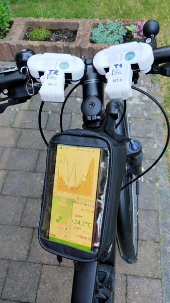 Figure 2: MeteoTracker mobile climate sensors for use by citizen scientists on their bicycles. The data is visible to citizens and researchers via a dashboard, instantly visualising the diverse climate conditions of a city in an accessible way. 