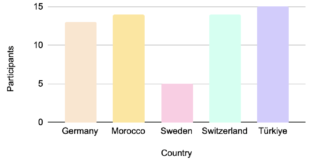 Figure 1: Workshop attendees per country. 