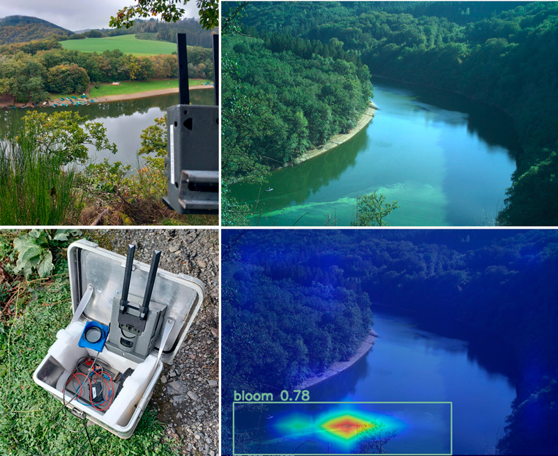 Figure 1: Harmful cyanobacteria blooms are detected in the Upper-Sûre Lake, Luxembourg, in near real-time using machine learning combined with ground-based remote sensing.  Credits: LIST.