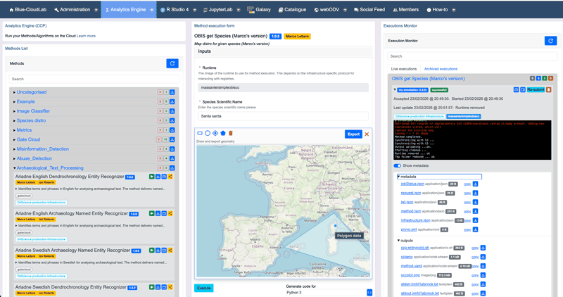 Figure 1: The Data Analytics Platform Web User Interface. 