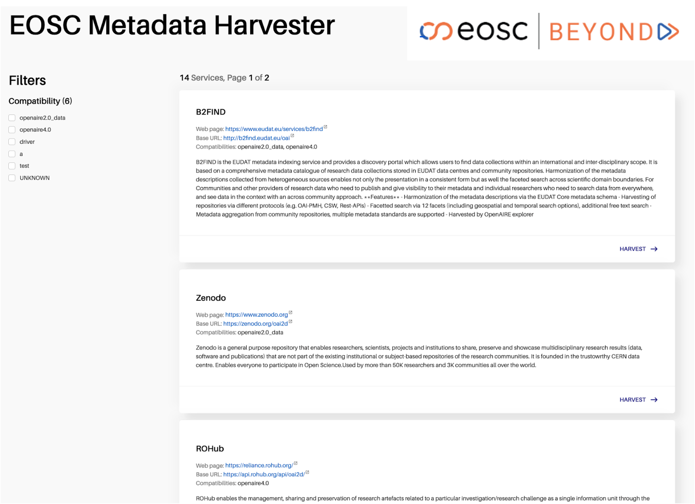 Figure 1: The Scholarly Communication Metadata Aggregator demo application.
