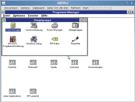 Figure 1: The Java VNC interface for the archivist to record workflows running interactively within the open-source processor emulator QEMU.
