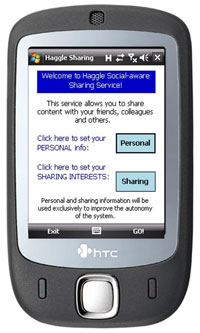 Figure 1: Interface of the Social-Aware Content-Sharing Service.