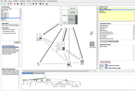 Figure 1: Using Softwarenaut to explore ArgoUML