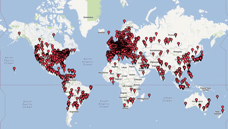 Figure 1: Geographical distribution of shells