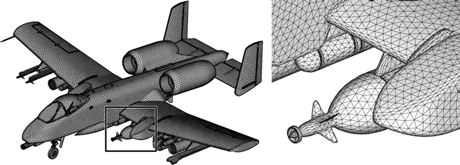 Figure 1: Mesh repair and adaptive re-meshing (data: Distene)