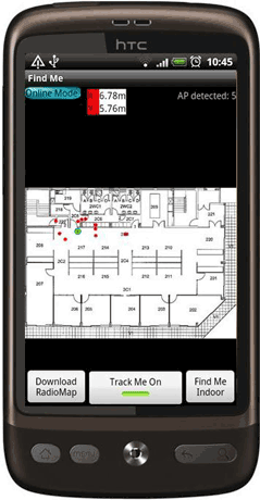 Figure 1: Screenshot of the Airplace indoor positioning interface for Android