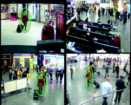 Figure 1: Person re-identification task: the system should be able to match appearances of a person of interest extracted from non-overlapping cameras.