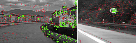 Figure 1: Left side: original image in the Pisa-Dataset. Right side: global saliency map computed by the visual attention model.